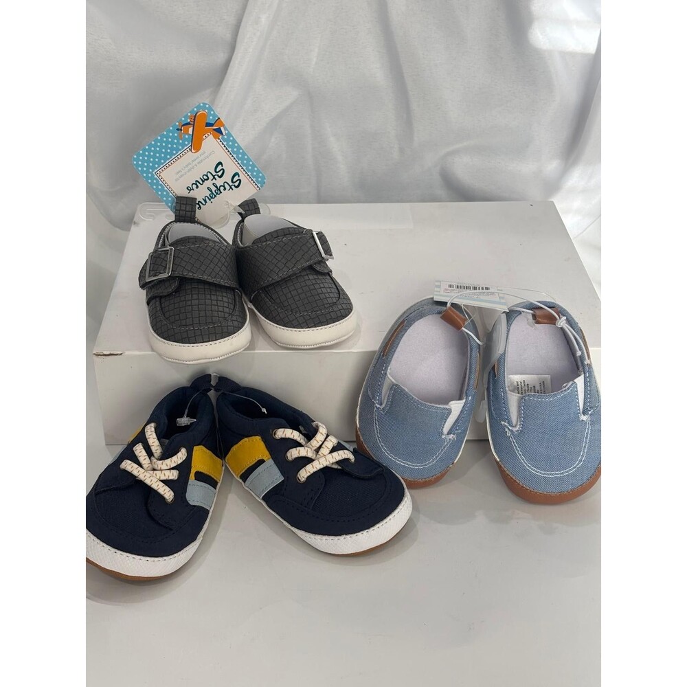 Baby Shoes Lot 3 Pairs Size 3-6 Months Cat & Jack Carter's Infant Boy New